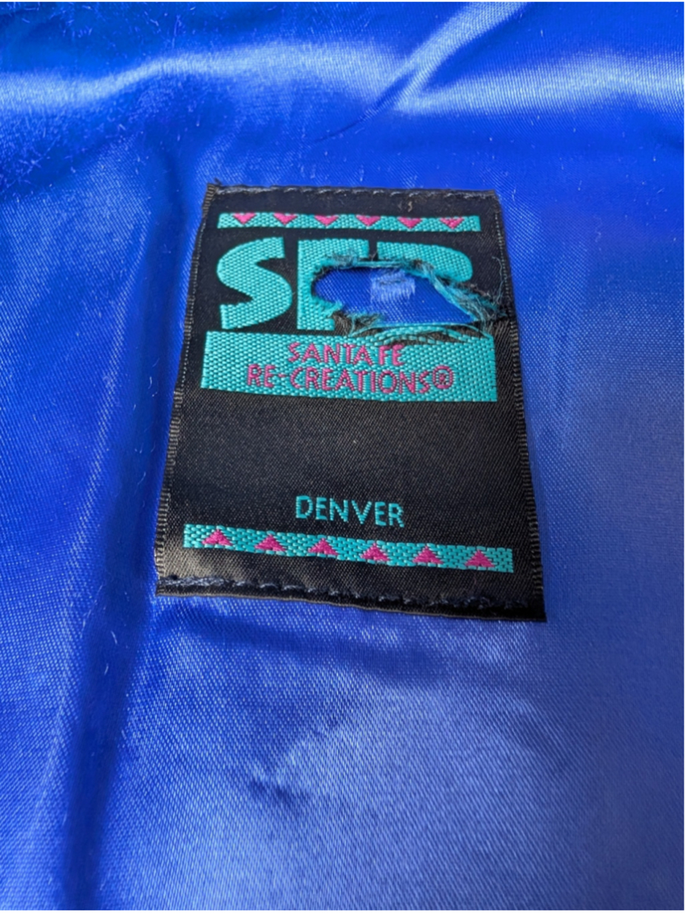 Vtg 90s Santa Fe Re-Creations L Mixed-Media Denim Suede Fringe Patchwork Jacket - Picture 7 of 16